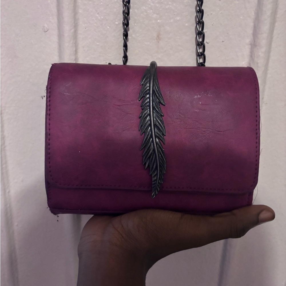 Purple Feather Accent Women's Bag